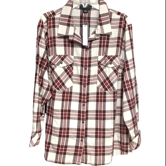 ✂️50%🌺NEW SANCTUARY BOYFRIEND FORLIFE RENEGADE PLAIDLONGSLEEVE BUTTONDOWN SHIRT - Picture 6 of 11